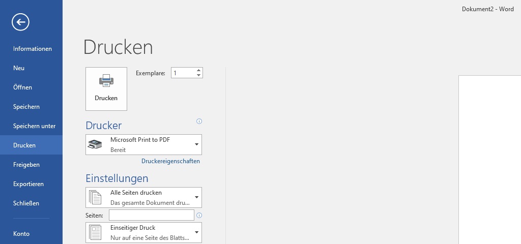 Word-Dokument Drucken