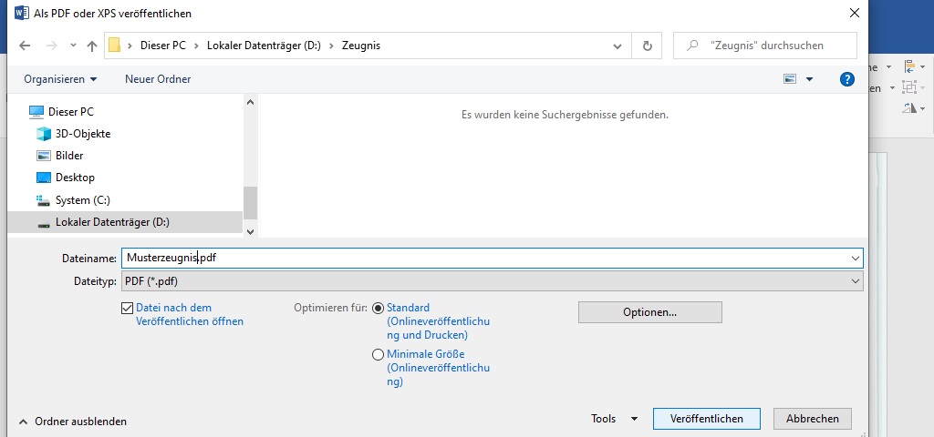 Word-Dokument als PDF veröffentlichen