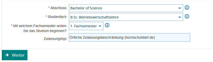 Örtliche Zulassungsbeschränkung (hochschulstart.de)